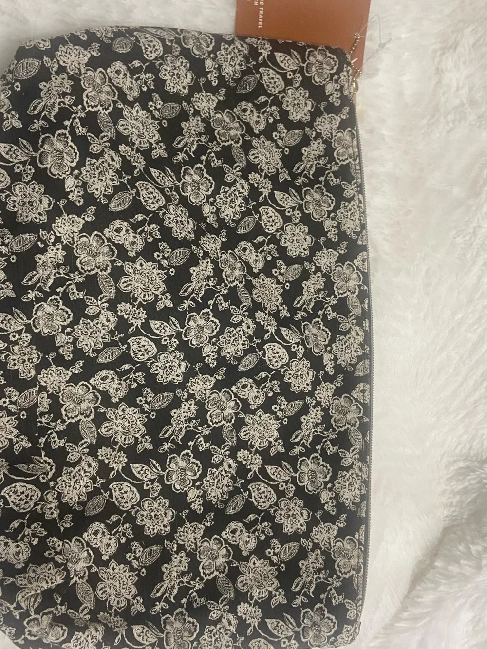 Sonia Kashuk Black + Cream Floral Cosmetic Pouch